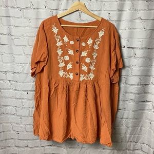 Emery Rose Rust Orange Soft Blouse Top • Size 4X (fits like 2X)